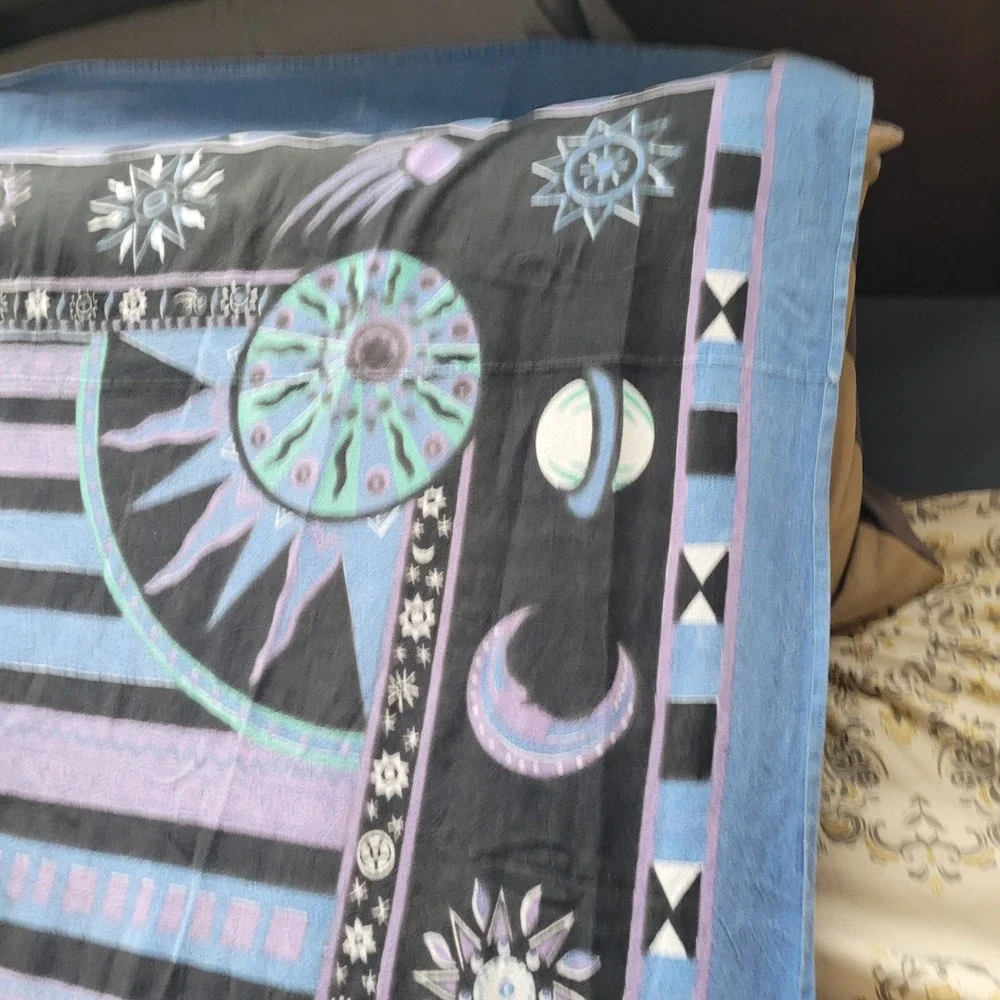 Celestial Sun Moon Stars Blue Purple Black Wall Hanging - Picture 9 of 11